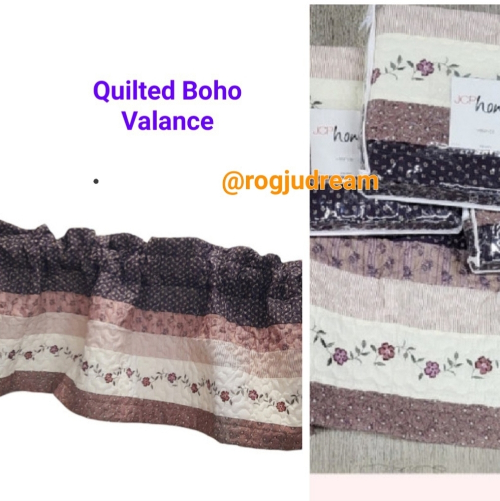 NEW Quilted Purple Multicolored Valance 2 Pk Set